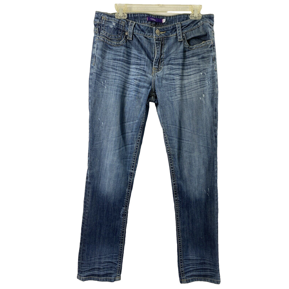 Vigoss Jeans Junior Size 11 Distress Destroyed Holes Medium Wash Denim Skinny